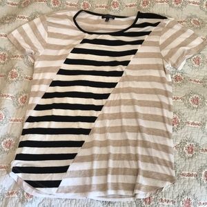 Tan/white/black striped shirt